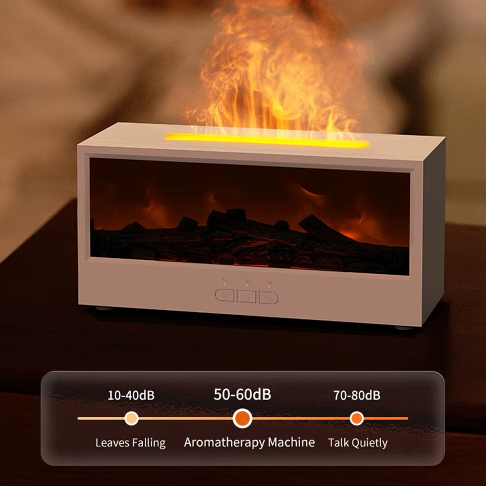 Dynamic Flame Fireplace Air Humidifier Waterless Auto-Off Aroma Essential Oil Diffuser with Remote & Realistic Fireplace Lights