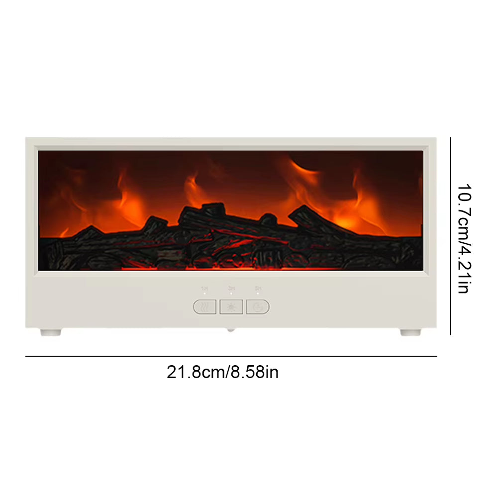 Dynamic Flame Fireplace Air Humidifier Waterless Auto-Off Aroma Essential Oil Diffuser with Remote & Realistic Fireplace Lights